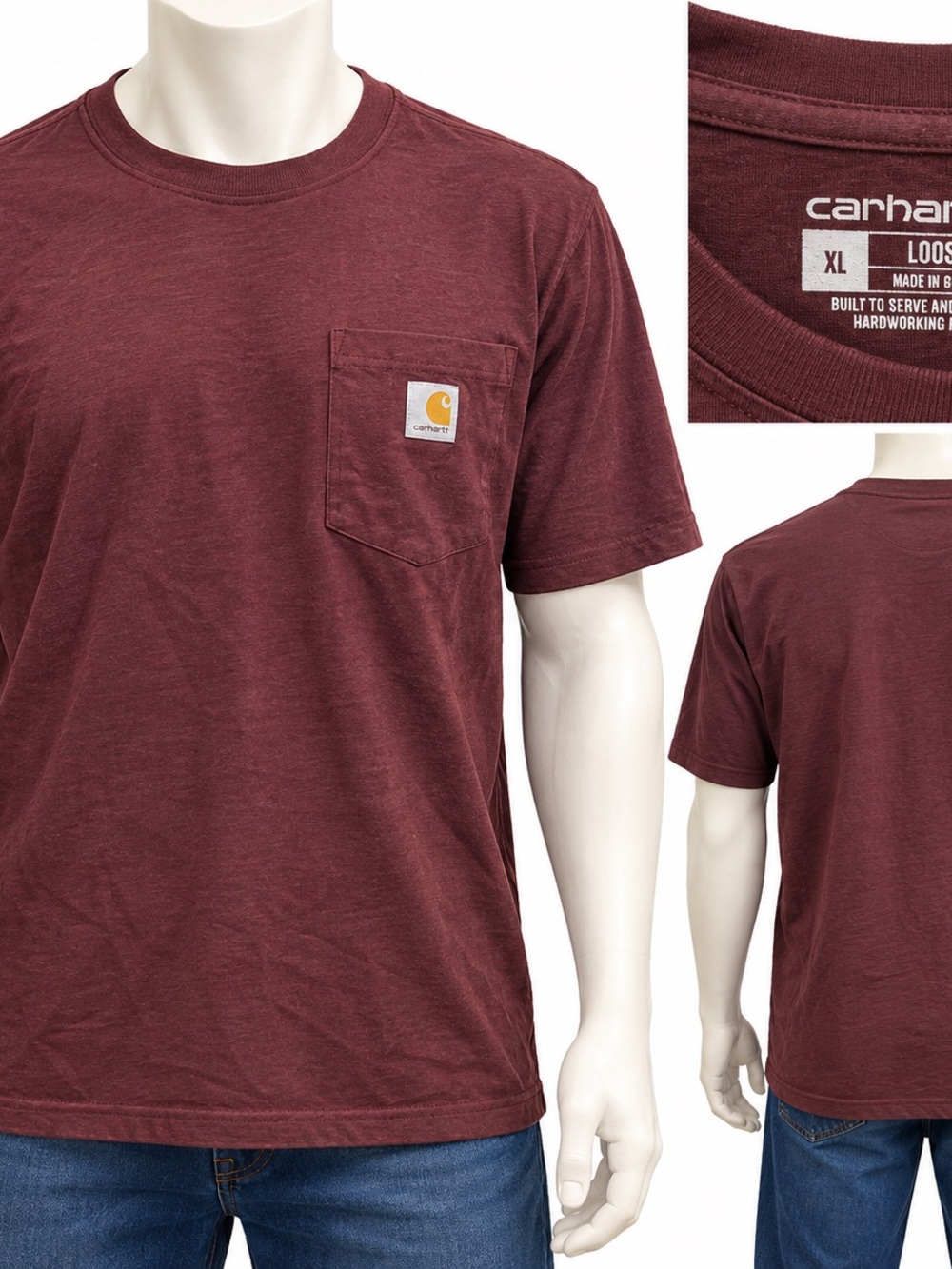 Carhartt Short-Sleeve Pocket Tee in Maroon